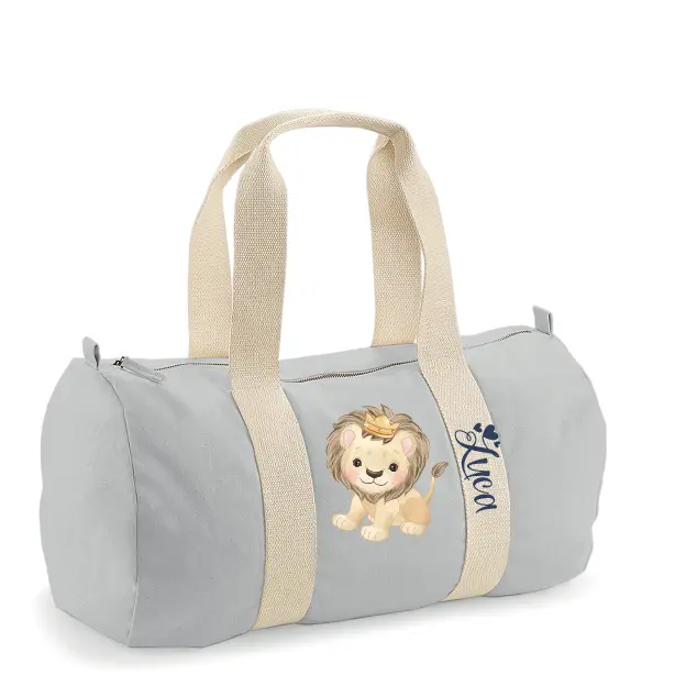 Borsone Nascita Personalizzato in Cotone Leone corona