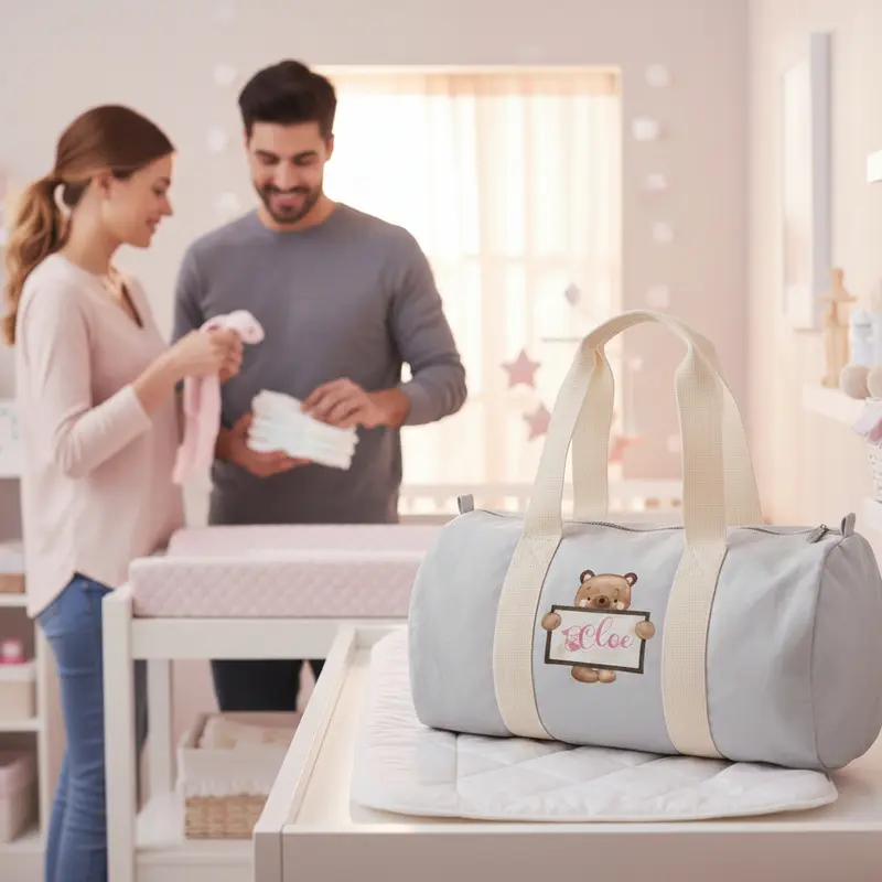 Borsone Nascita Personalizzato  in Cotone Orsetto Lavagna