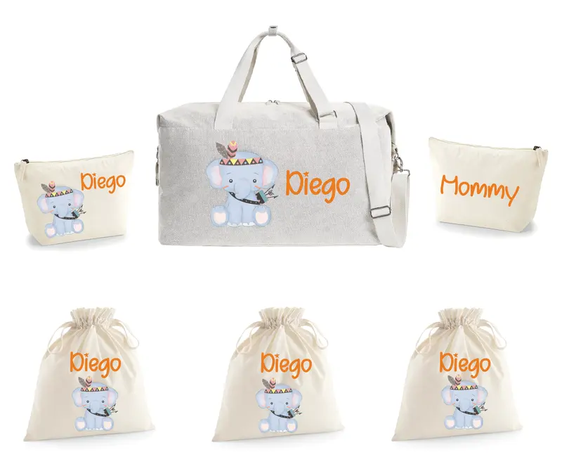 Borsone Parto Neonato – Set Completo Personalizzato Elefantino indiano
