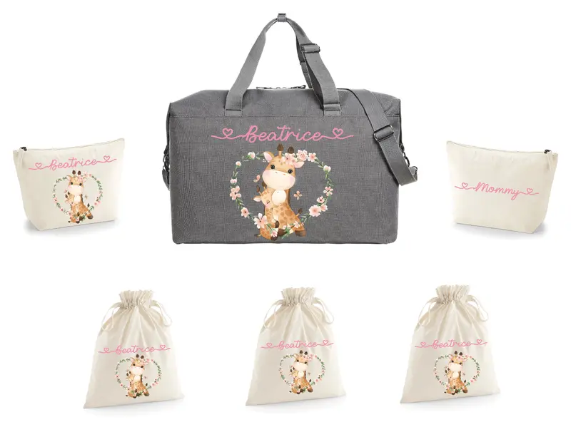 Borsone Parto Neonato – Set Completo Personalizzato Giraffa Mamma