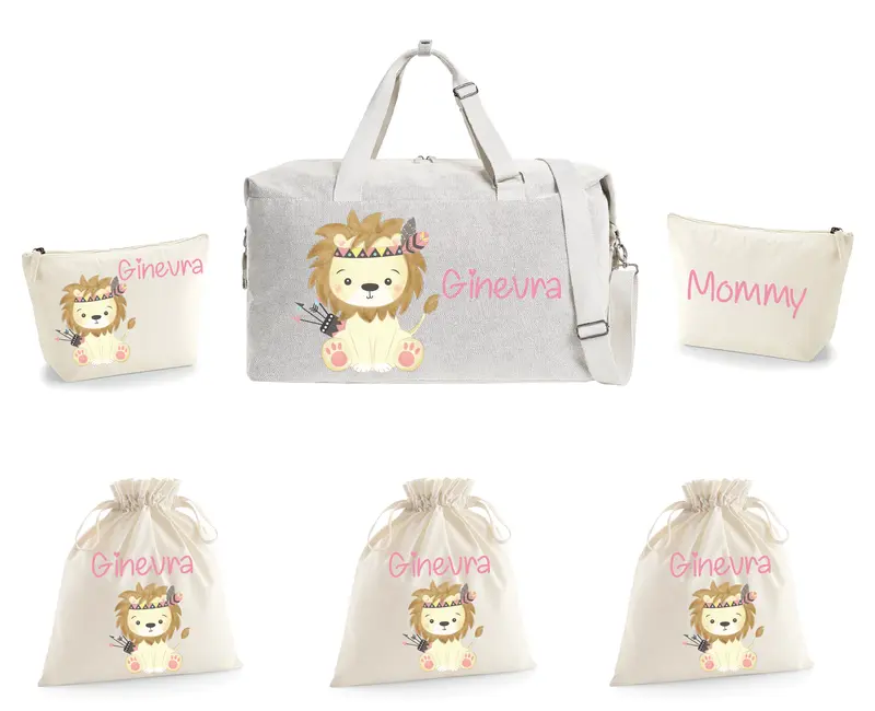 Borsone Parto Neonato – Set Completo Personalizzato Leoncina Indiana