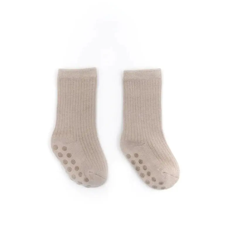 Calza bimbo antiscivolo in fibra di bambù naturale Sabbia