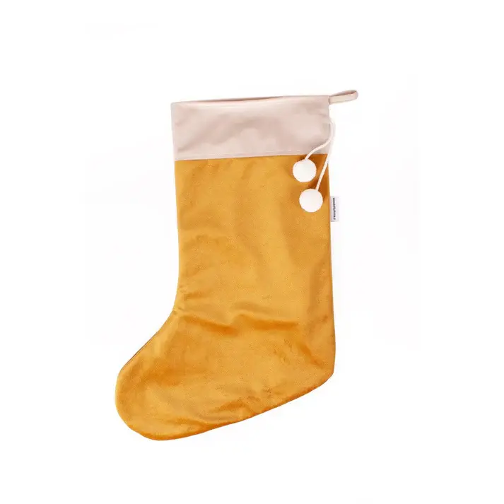 Calza natale in velluto giallo