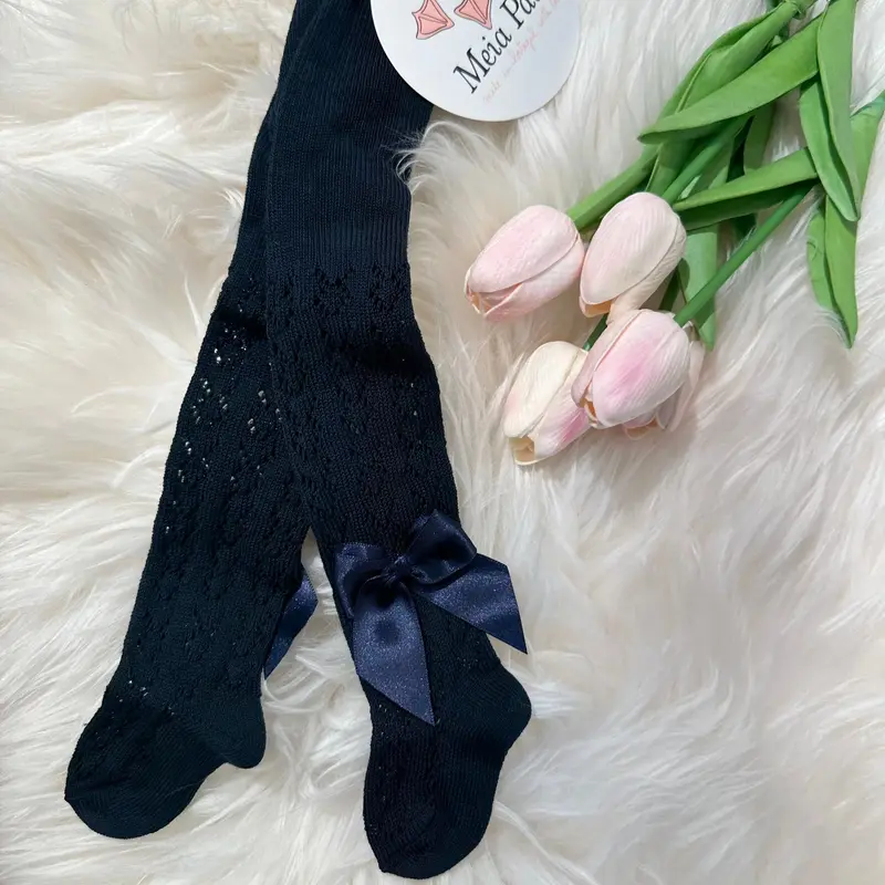 Calzamaglia bimba Blu con fiocco  Meia Pata