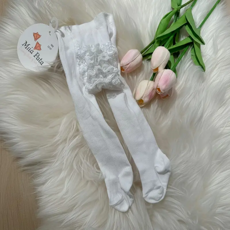 Calzamaglia Neonata Bianco con Volant elasticizzata