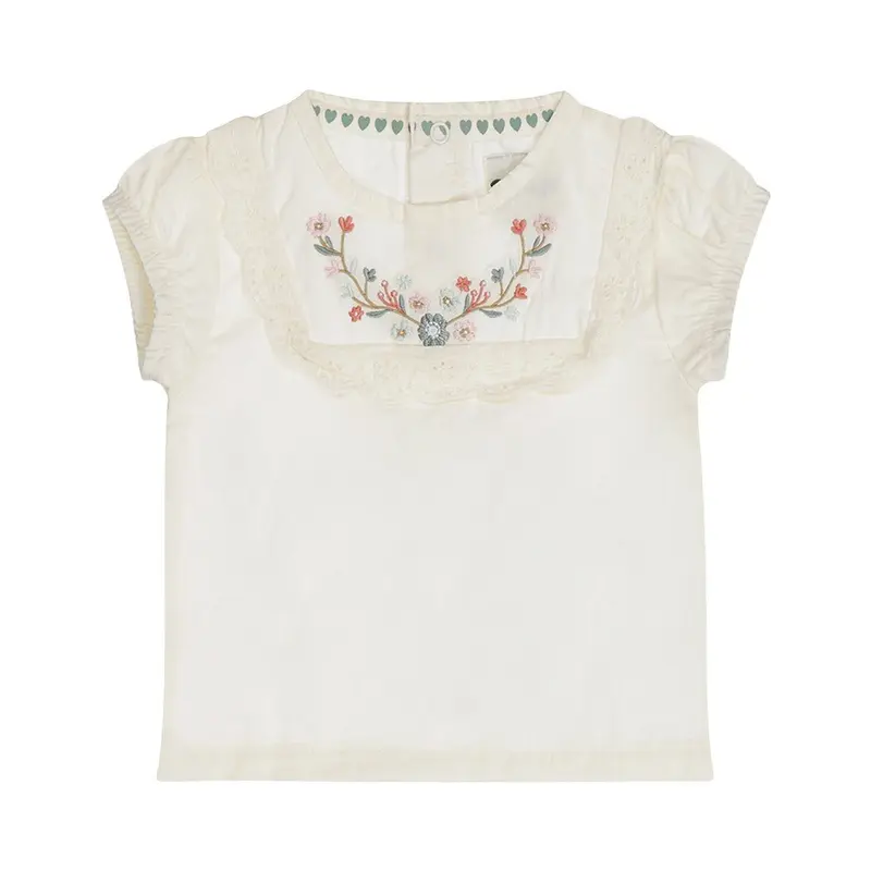 Camicetta Bambina Beige Maniche Corte In Cotone Dirkje N58397