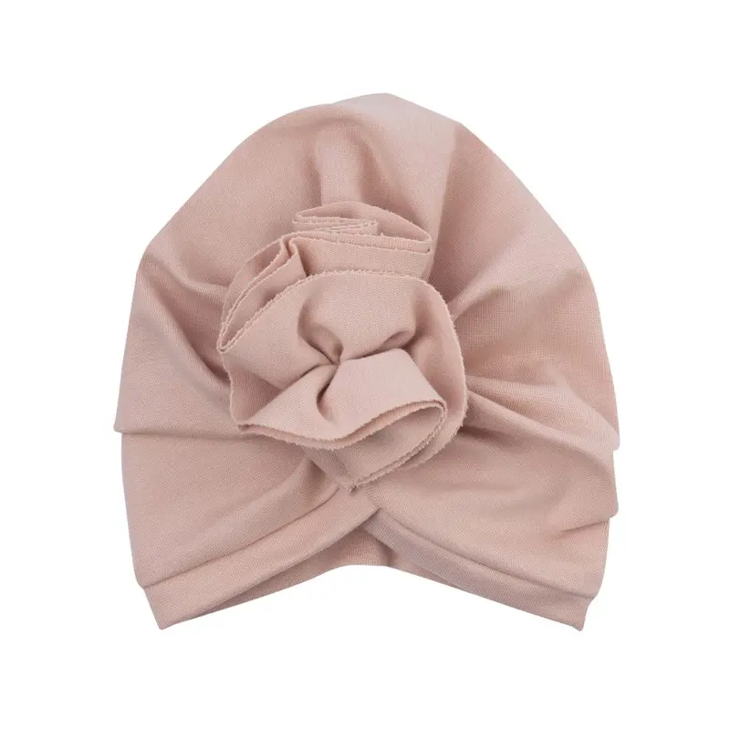 Cappello turbante con volant - rosa cipria - cotone GOTS