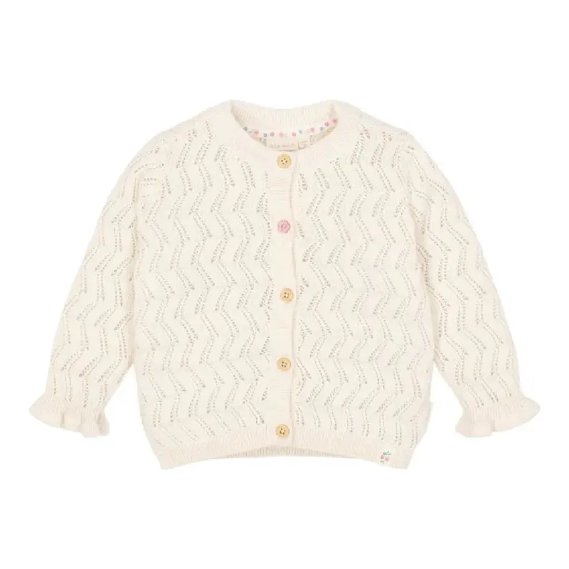 Cardigan in Maglia di Cotone Biologico - Color Crema con Volant