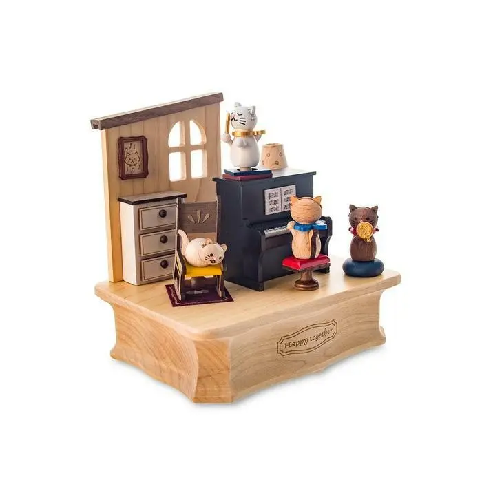 Carillon in legno Gatti con il piano