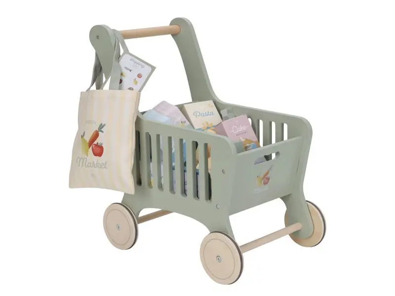 Carrello della spesa in legno - Con accessori