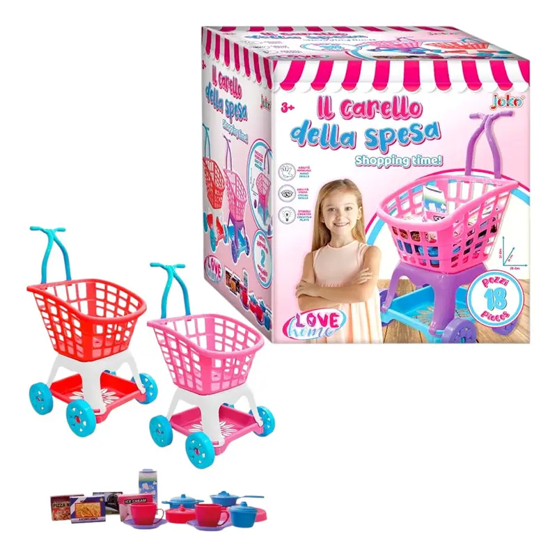 Carrello Supermercato Giocattolo con 17 Accessori