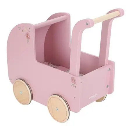 Carrozzina per bambole in legno FSC con tessile