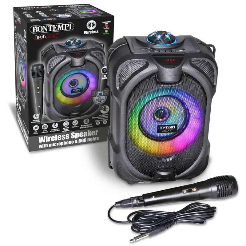 Cassa Acustica Wireless Bontempi 49 1020 Con Microfono, Luci RGB e Bluetooth