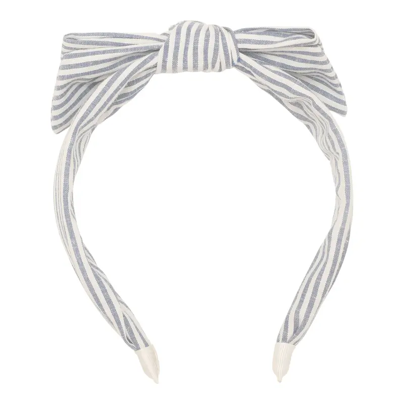 Cerchietto A Righe Bianco/Azzurro con fiocco