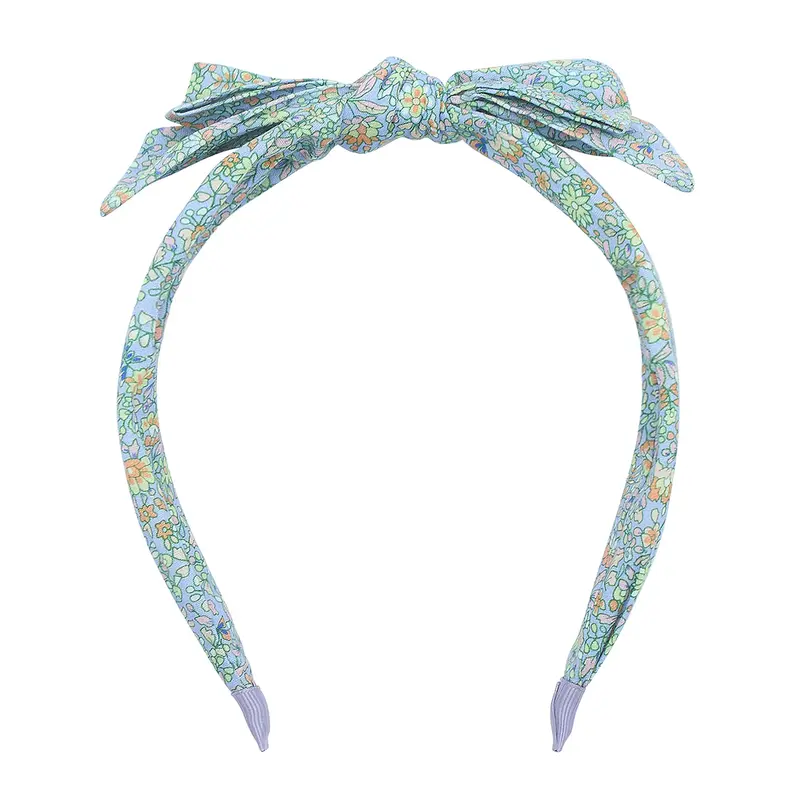 Cerchietto Bambina Floreale Blu con Fiocco Mimi & Lula