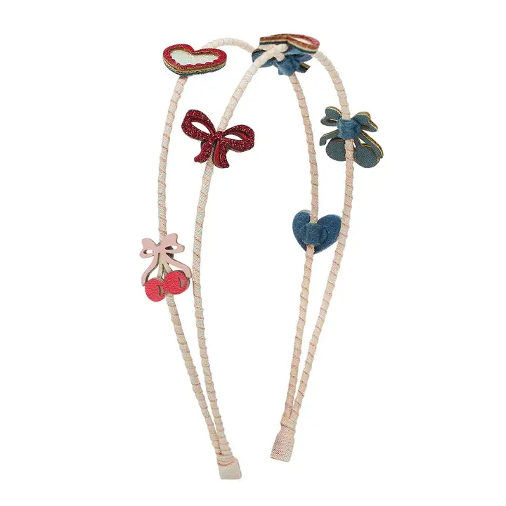 Cerchietto per capelli doppio con ciliegie fantasiose
