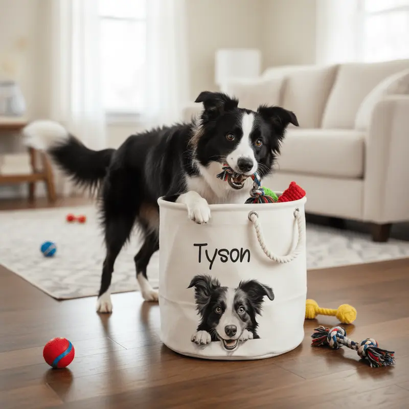Cesta Porta giochi per Cani Border Collie