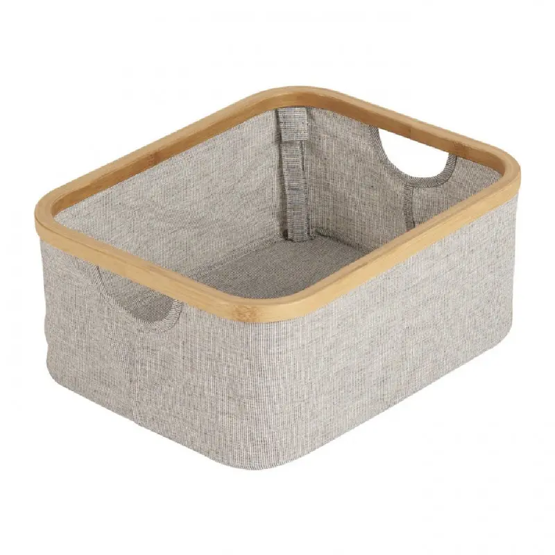 Cestino portaoggetti in bamboo e cotone - 30x38x16cm
