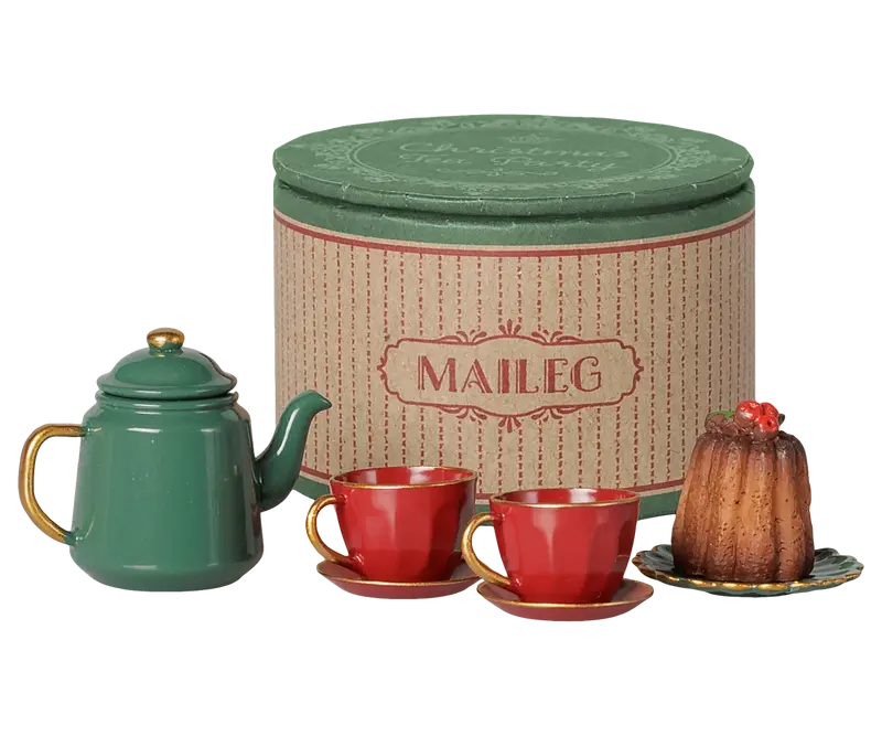 Christmas Tea Party Maileg per Topolini – Set Tè Natalizio con Torta | Accessori Casa delle Bambole Maileg PRE-ORDINE