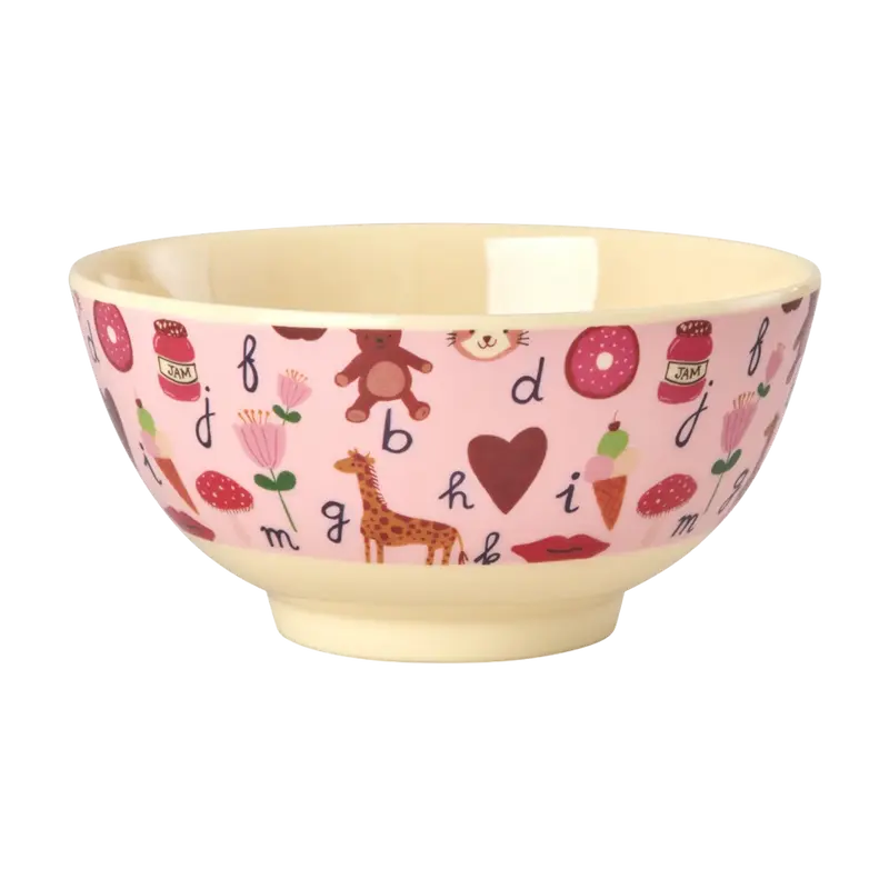 Ciotola Bambini in Melamina Medio RICE ABC Rosa 700 ml