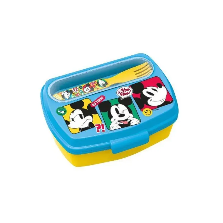 Ciotola Porta Merenda Rettangolare per Panino Posate Topolino Stor