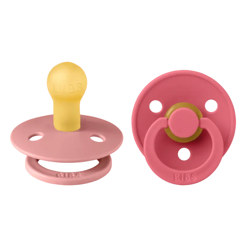 Ciuccicolour Colour 2 Pack Latex Round Pacifier - Dusty Pink / Coral Size 2