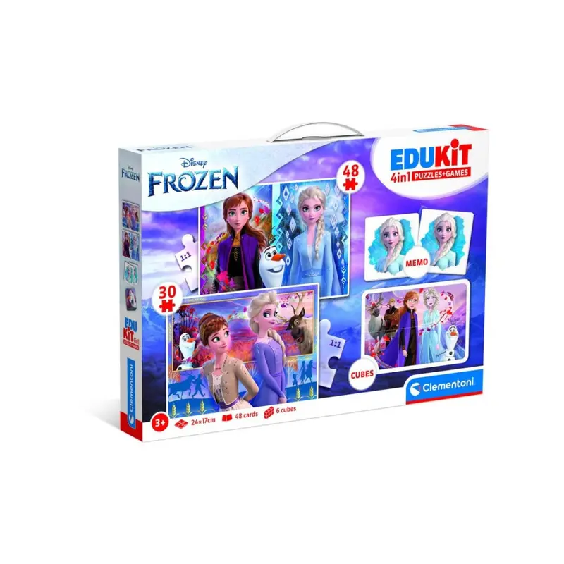 Clementoni Edukit 4 in 1 Disney Frozen-Set di Giochi 30 48 Pezzi Memo e 6 Cubi