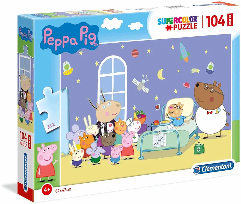 Clementoni Peppa Pig Supercolor Puzzle Pig-104 pezzi Maxi Multicolore 23735