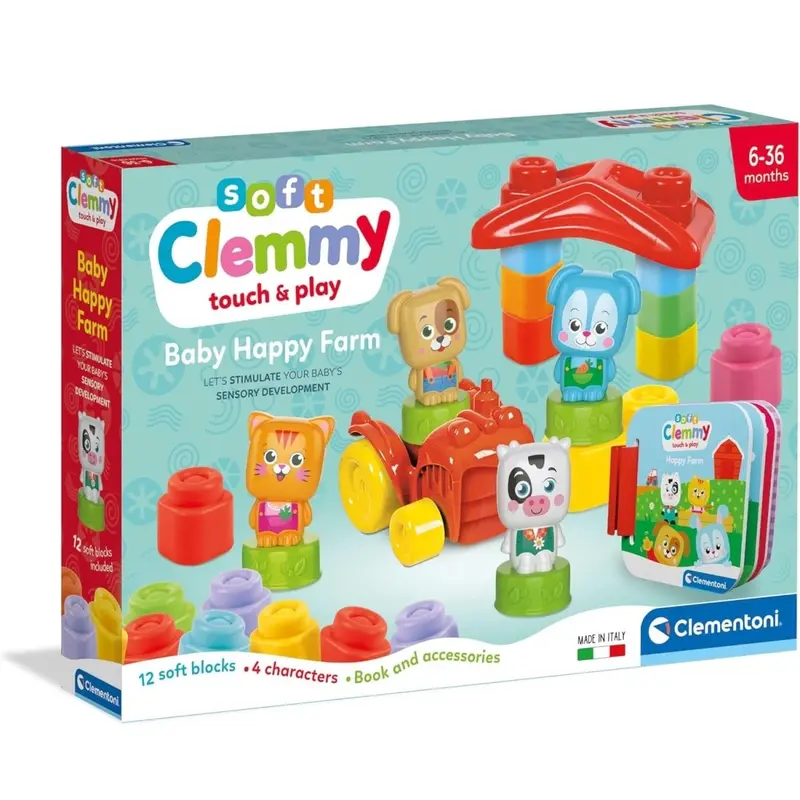 Clementoni Soft Clemmy Baby Happy Farm Costruzioni Mattoncini Morbidi 17884