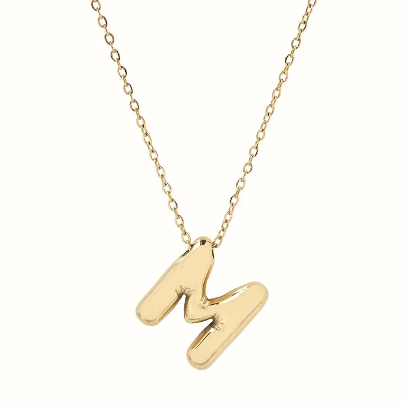 Collana Iniziale Lettera Balloon in Acciaio Dorato – Personalizzabile A–Z
