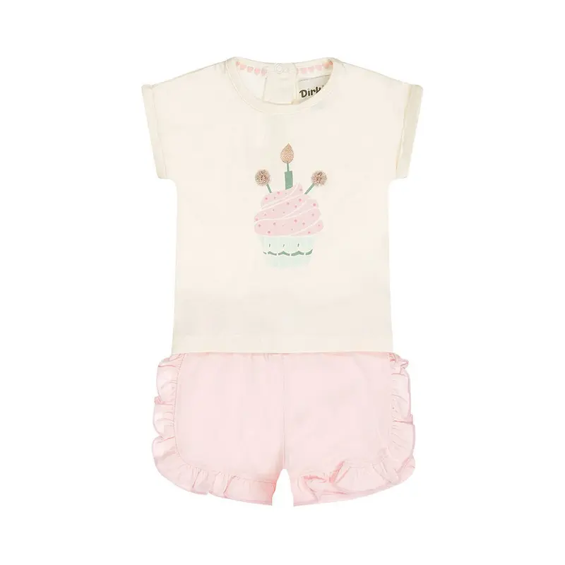 Completo Bambina 2 Pezzi Pantaloncini e T-Shirt Rosa Dirkje N58423