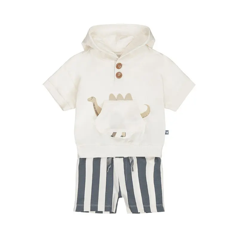 Completo Bambino 2 Pezzi Pantaloncini a Righe e Felpa Cappuccio Dirkje N58590