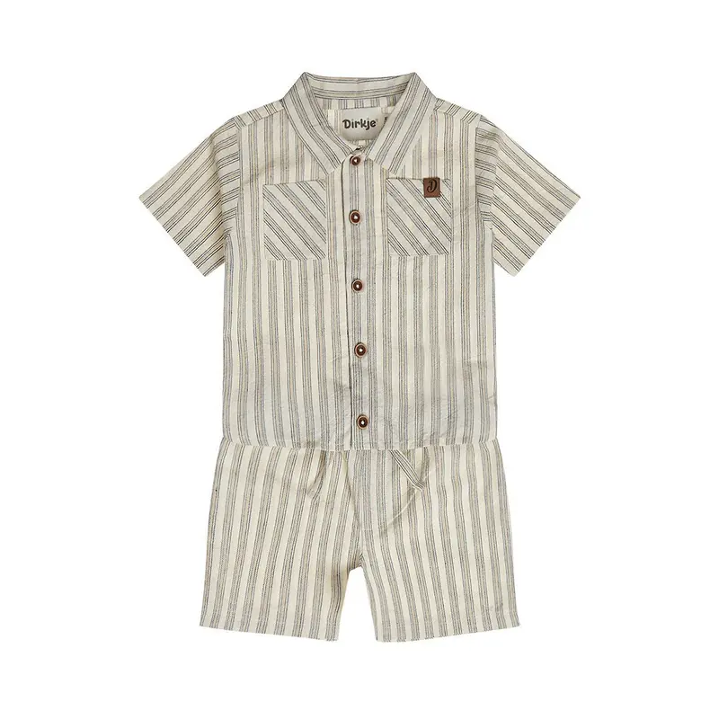 Completo Bambino 2 Pezzi Pantaloncini e Camicia Bianco a Righe Dirkje N58673