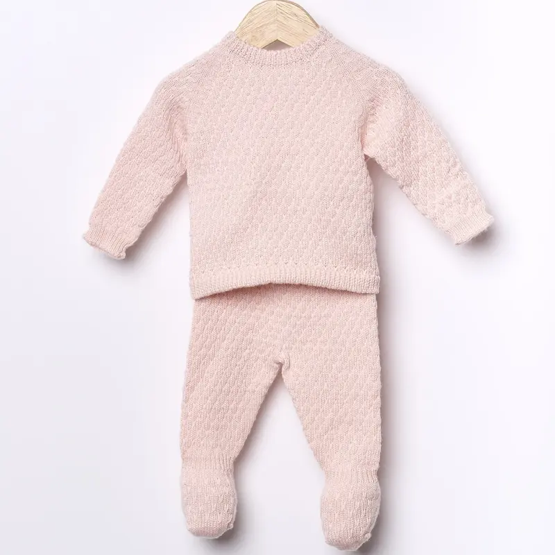 Completo COSY in lana merino – maglia e pantaloni con piedini per neonati