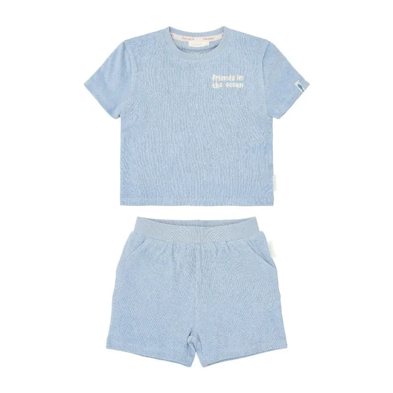 Completo Estivo Bambino in Spugna (Maglietta e Pantaloncini in Cotone Biologico)