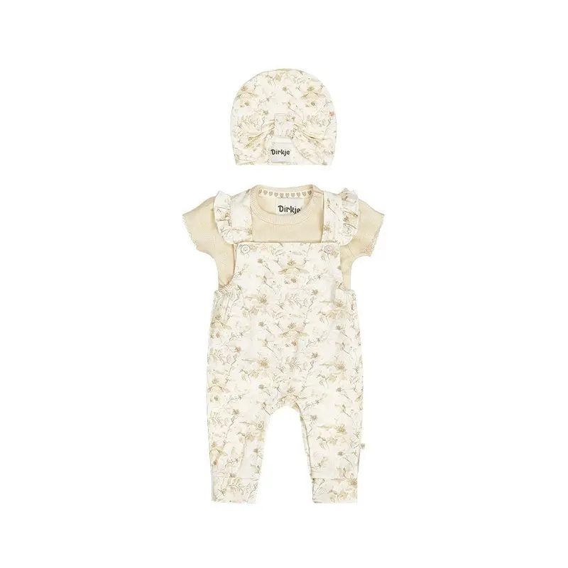 Completo Neonata 3 Pezzi Camicia Salopette e Cappello Bianco Dirkje N58340