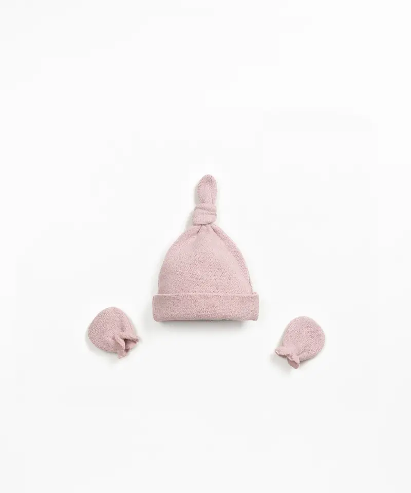 Completo neonato guanti + berretto - 90% Cotone rigenerato