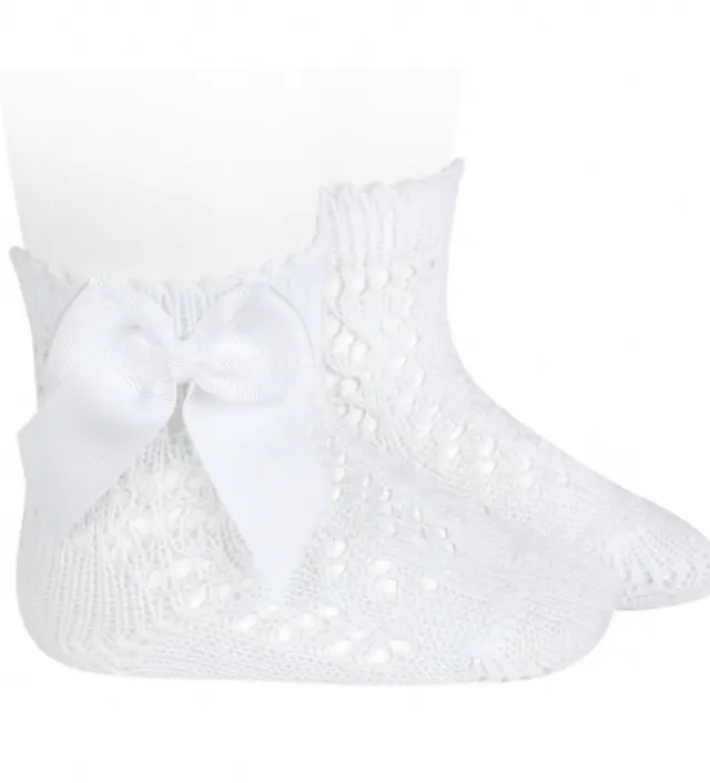 Condor - Calze corte perle traforate con fiocco grosgrain