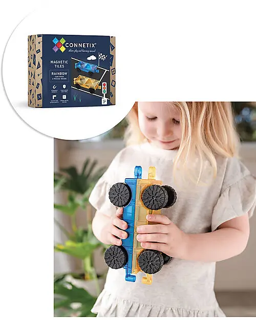 Connetix 2 pezzi - Auto Arcobaleno - 100% Plastica ABS Atossica