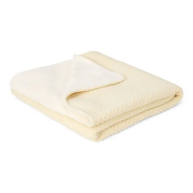 Coperta per culla lavorata a maglia - Pile - Bianco - Essentials -70x100
