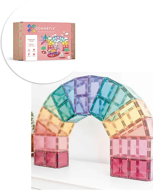 Costruzioni magnetiche da 202 Pezzi - Pacco Mega - Pastello - 100% Plastica ABS Atossica