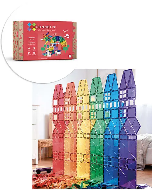Costruzioni magnetiche da 212 Pezzi - Mega Set - Arcobaleno - 100% Plastica ABS Atossica