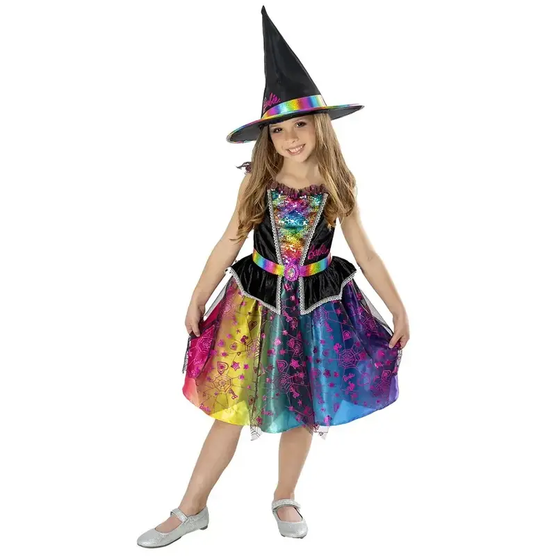 Costume Vestito Barbie Strega Halloween per Bambine