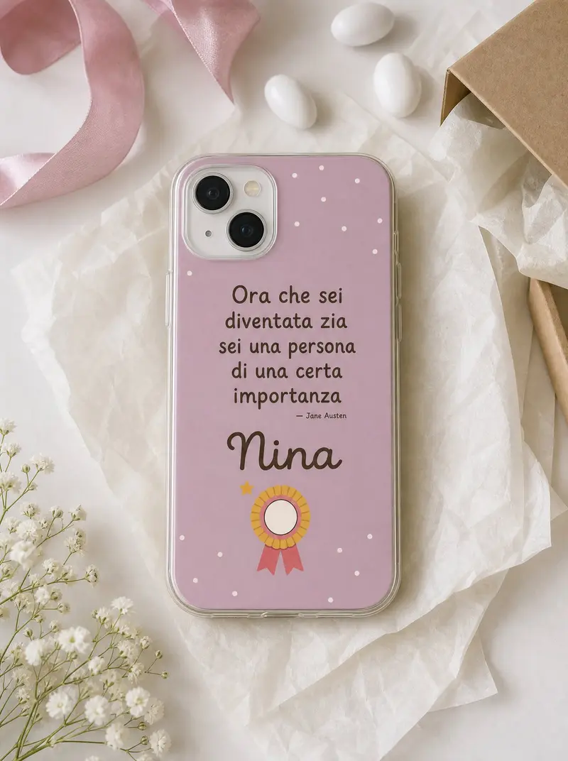 Cover per la zia con nome «Ora che sei diventata zia»