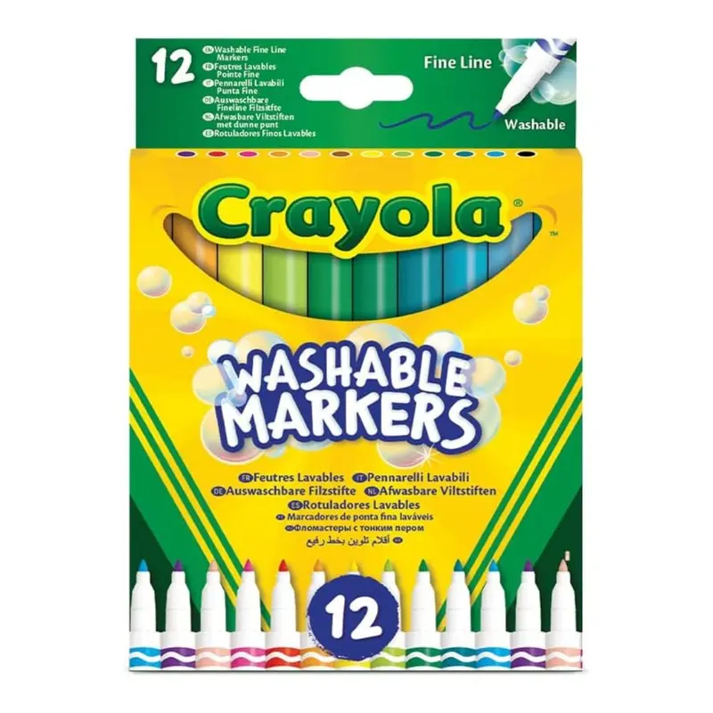 CRAYOLA 12 Pennarelli Lavabili Punta fine Colori Assortiti 58-6671
