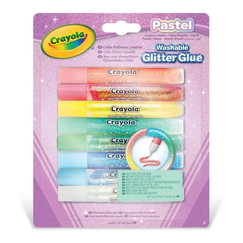 Crayola Pastel Colle Glitter Lavabili 8 pezzi Colori Assortiti Pastello