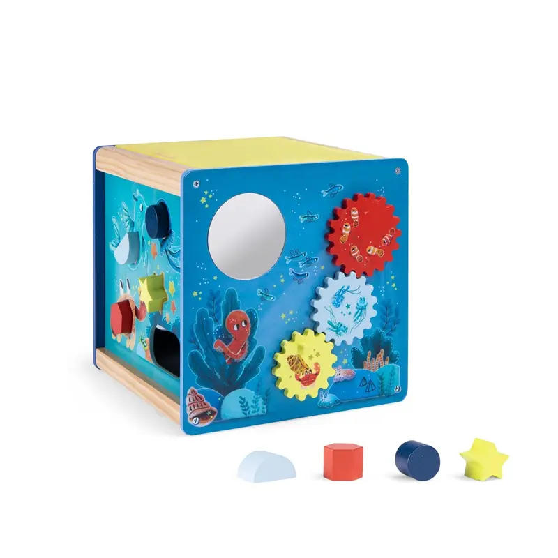 Cubo multi attività in legno - In fondo al mare