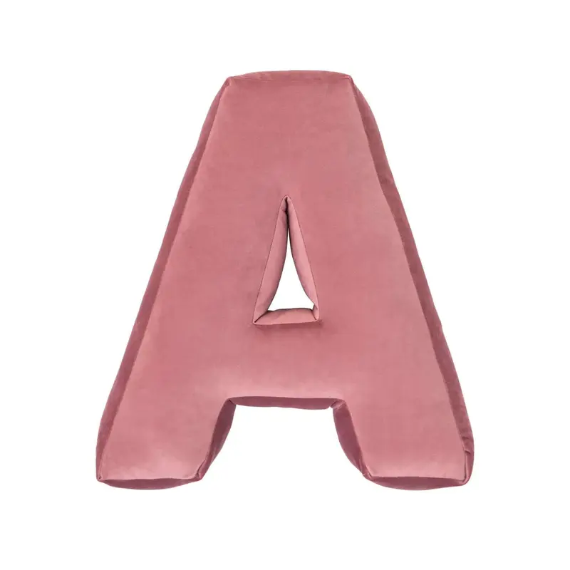 Cuscino con lettere in velluto A | Old Rose