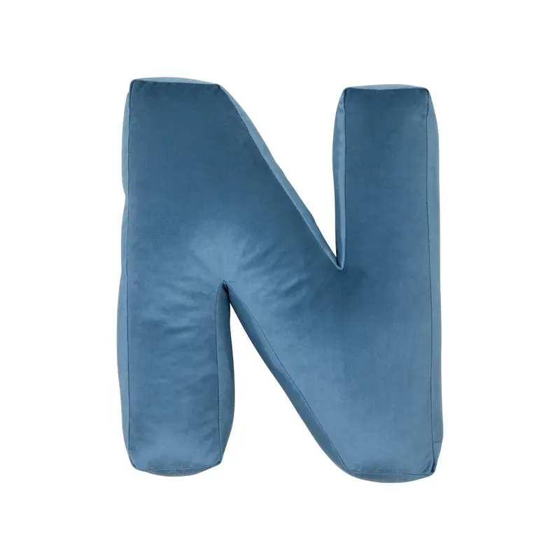 Cuscino con lettere in velluto N | Blue