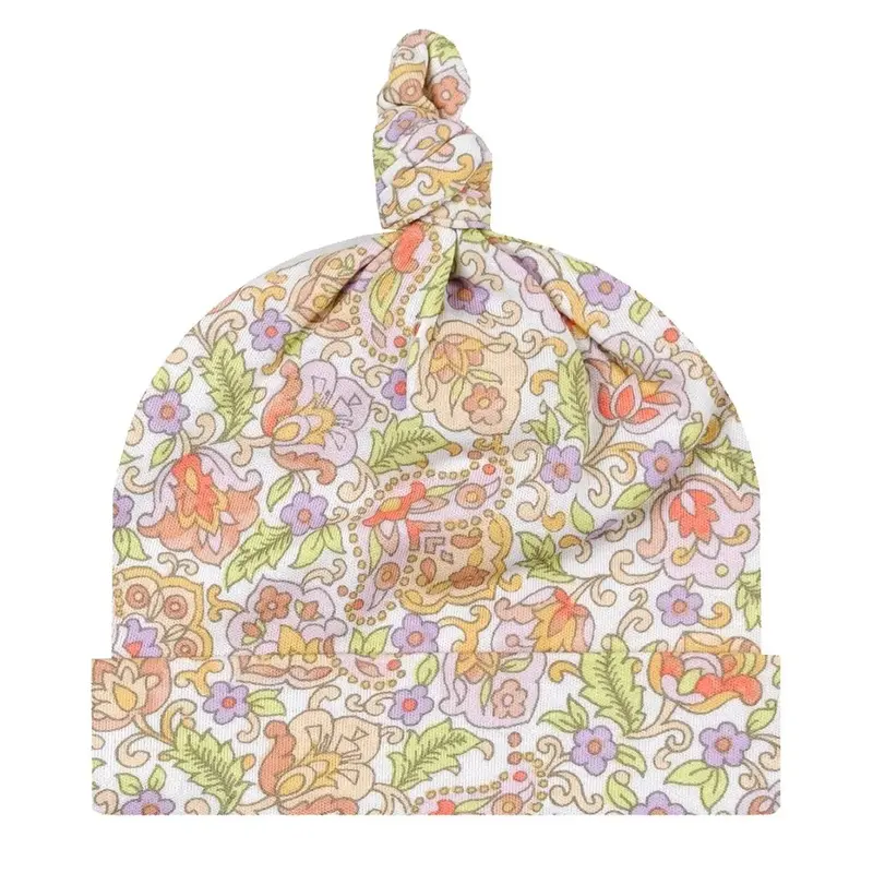 Dirkje Cappellino neonato in cotone Fiori Multicolor X00231